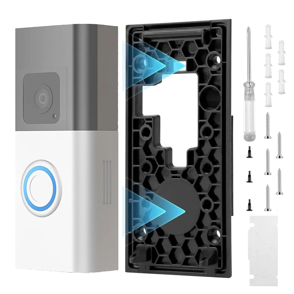 Adjustable No-Drill Door-bell Holder Compatible With Ring Video Door-bell 2020, Weather-Resistant Plastic Mount