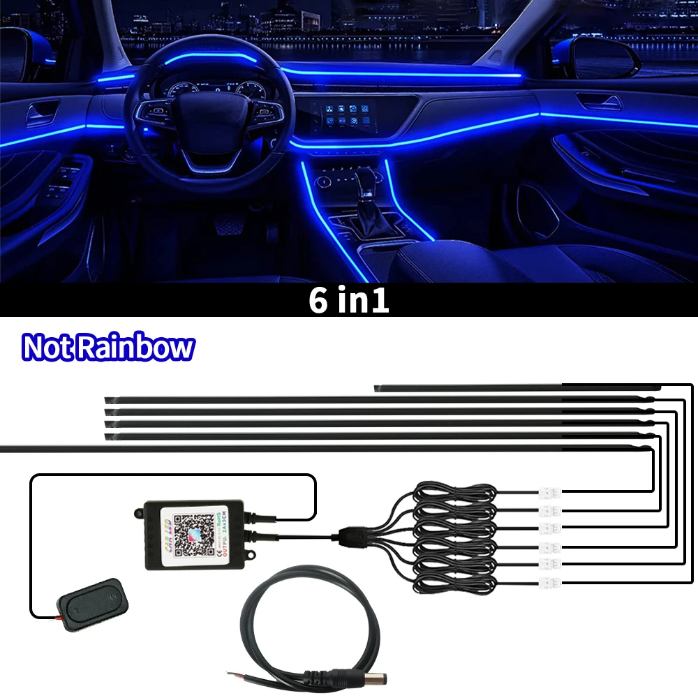 Symphony Ambient Lights Auto RGB App-Steuerung LED-Innenraum Verstecktes Acrylstreifenlicht Vollfarb-Streamer Auto Atmosphäre Lampen-Kit
