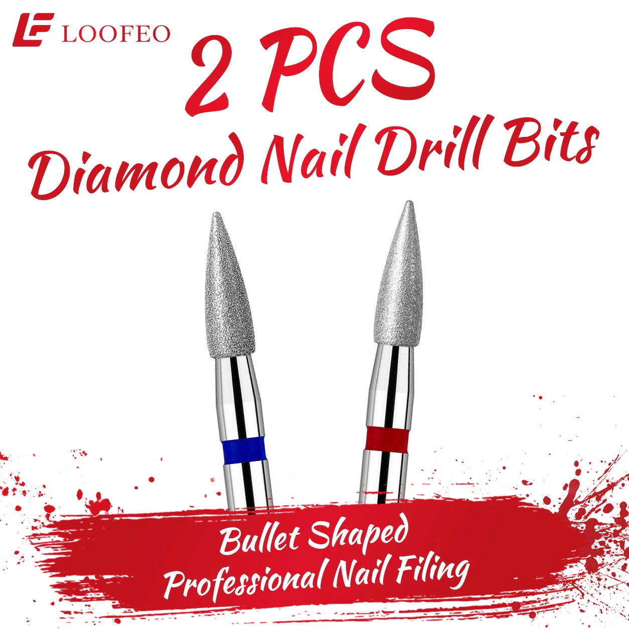 2pcs Bullet Shaped Diamond Nail Drill Bits Medium Fine Bit Set for Shaping Removing Dead Skin Burrs Milling Cutter Manicure Tool
