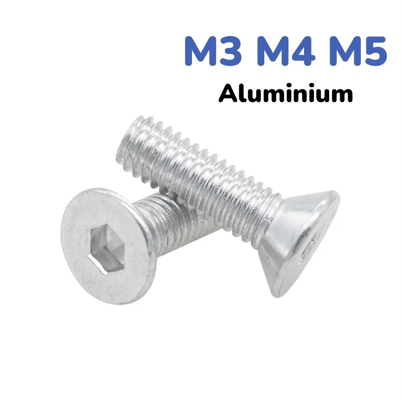 Aluminium Alloy 6061 M3 M4 M5 Hexagon Hex Socket Countersunk Screw Flat Head Allen Bolts
