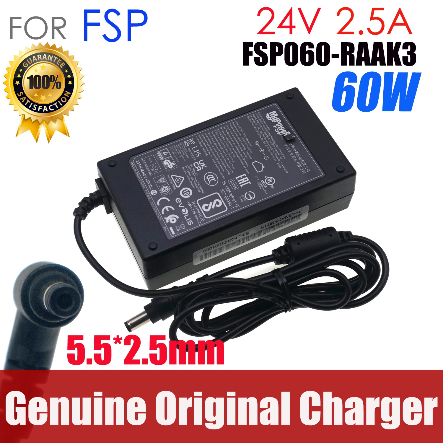 FSP Schakelvermogen AC Adapter 24V 2.5A 60W 5.5*2.5mm Printer Oplader Voeding FSP060-DBAB2 FSP060-DAAN2