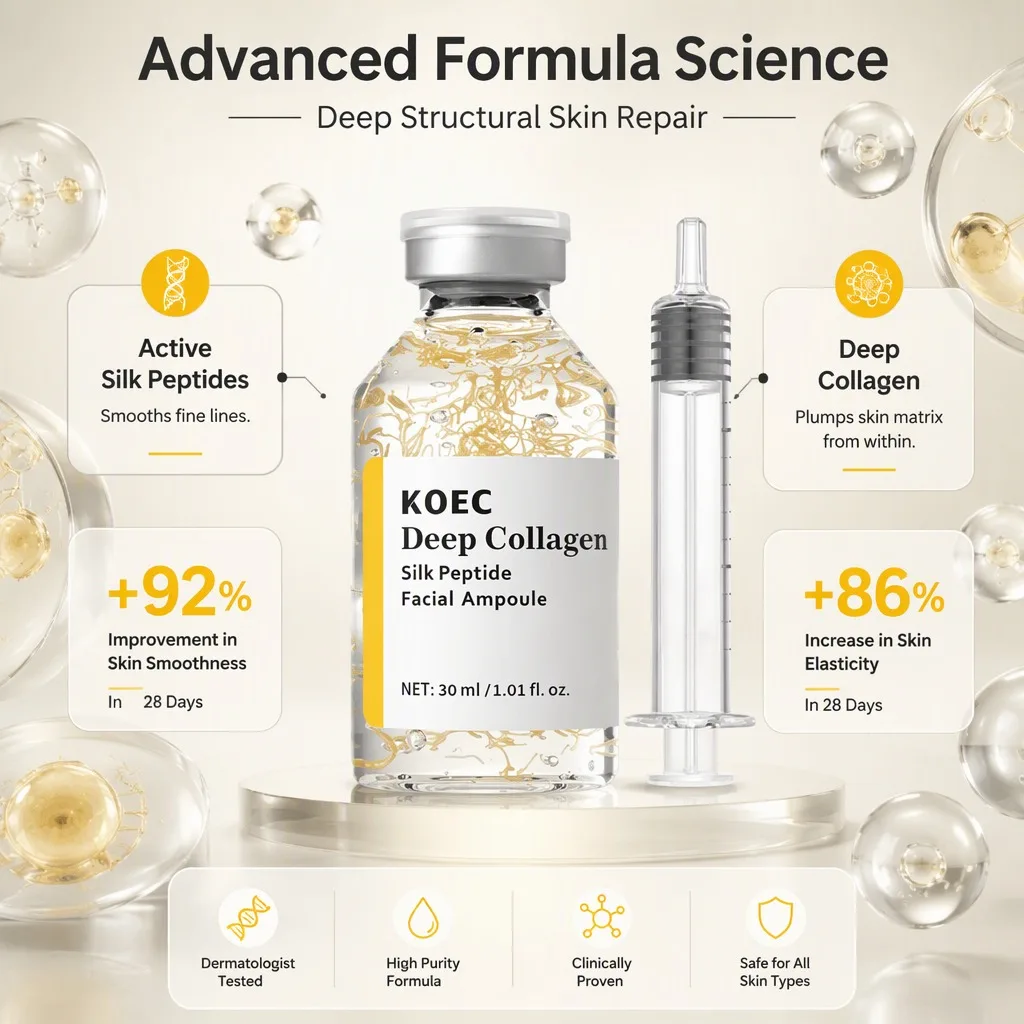 Collagen Peptide Ampoule Serum Firming Hydrating with Dropper Silk Peptide 30ml for Skin Elasticity Glow