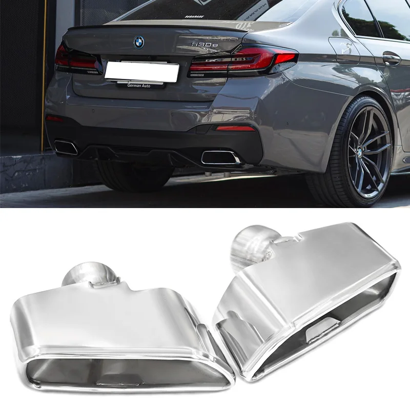 Quadratische Auspuffblenden für 2018-2023 BMW 5er G30 G31 Upgrade 520i 530i 520d auf 540i MPE-Stil Edelstahl-Endrohr