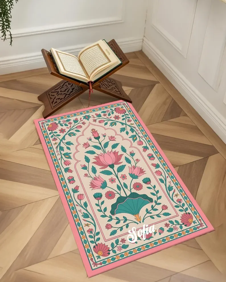 Classic Dark Blue Islamic Arch Rug Traditional Floral Pattern Living Room Carpet Vintage Area Rug Bedroom Floor Mat