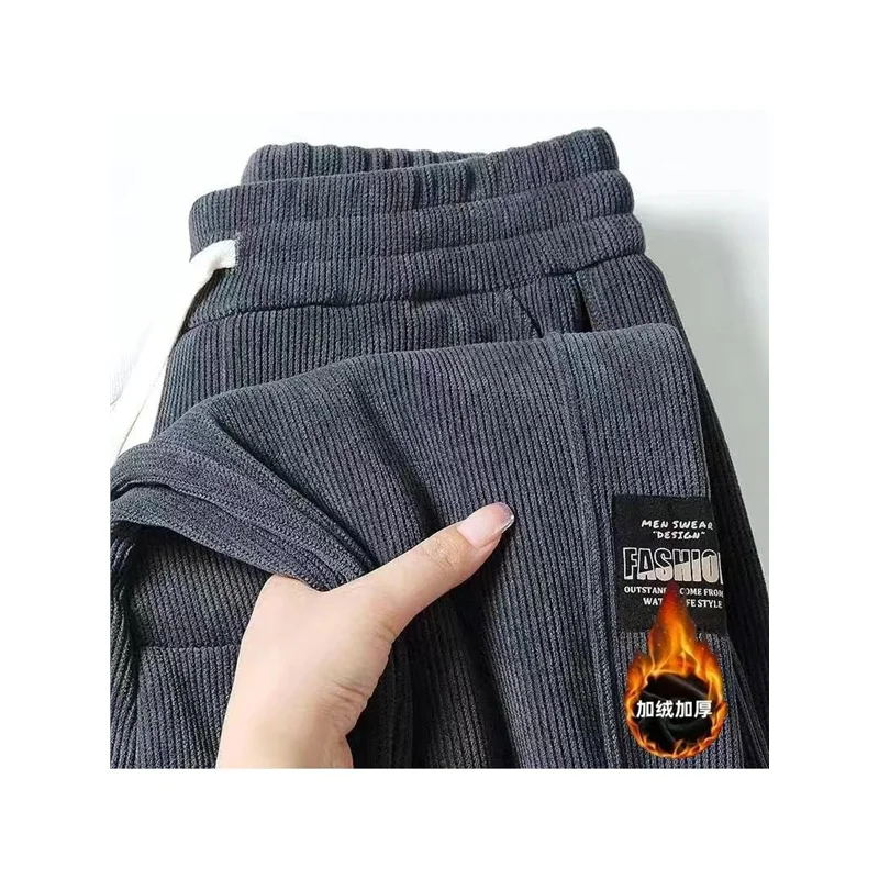 

Men's Workwear Casual Pants Thiened Fce Lined Corduroy Loose Trousers Autumn Winter High Waist Straight Leg Trousers