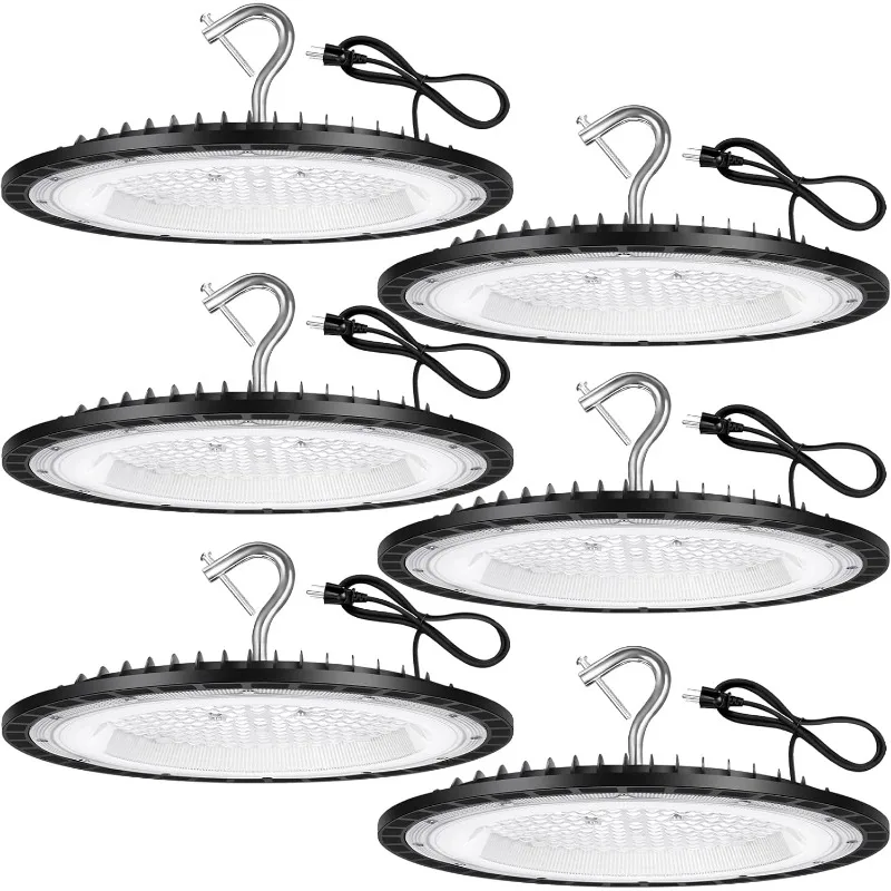 6 Pack 150W UFO Led High Bay Light Fixture,5000K Daylight Commercial Shop Bay Lighting,120VAC,21000LM