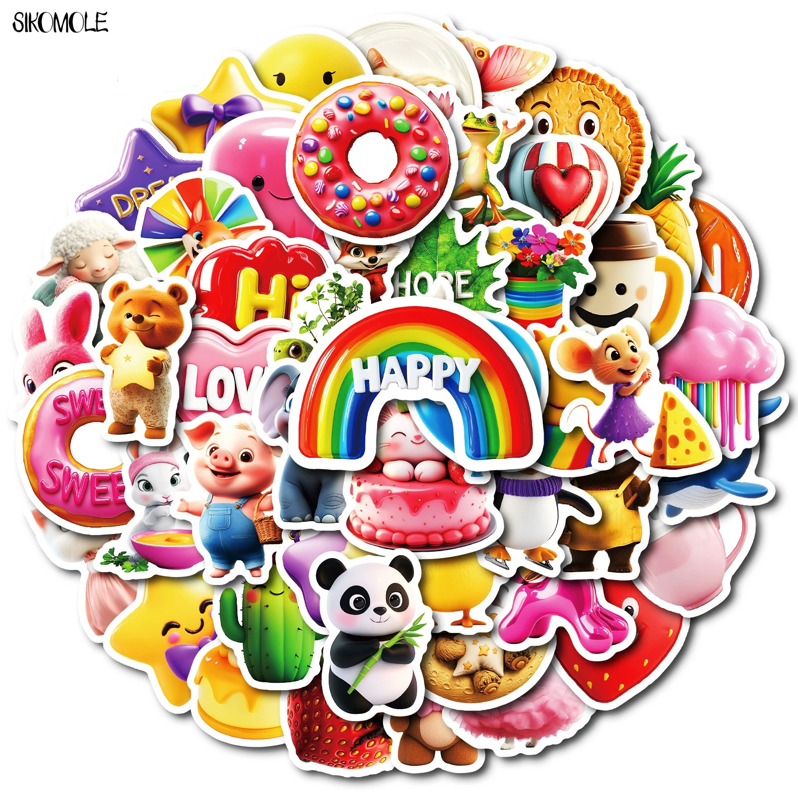 10/30/50PCS Leuke Cartoon Dieren 3D Art Stickers Kawaii INS Esthetische DIY Kid Reisbagage koelkast Decal Graffiti Sticker Pack