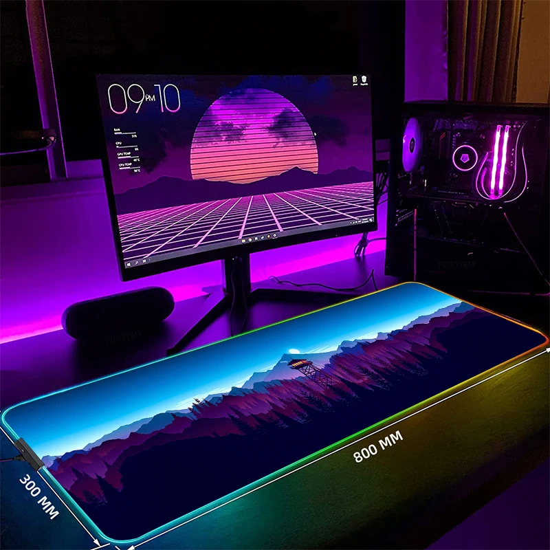 

Large LED Desk Mats XXL RGB Computer Mousepad Firewatch 90x40cm Backlight Keyboard Mat Table Pad Gamer Luminous Mousepads