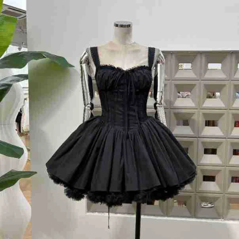 

French Style Elegant Fashion Ball Gown Unique Waist-Cinching Puffy Lace-Up Ballet Style Pure Desire Dress with Petticoat