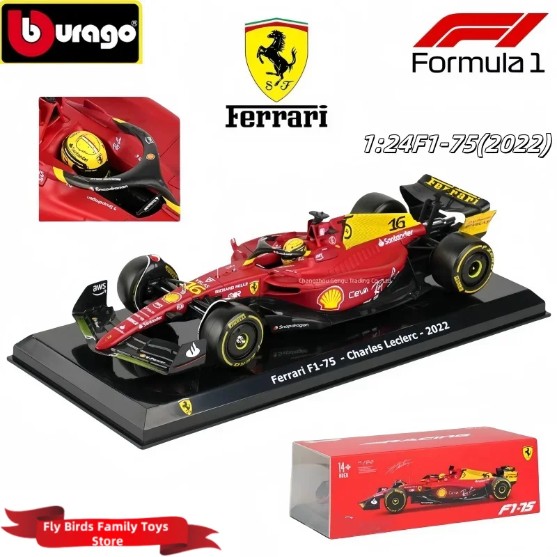 In Stock Original Bburago 1:24 Ferrari SF23 Doll/F1-75(2022) #16 #55 Alloy Miniature Diecast Car Model Formula 1 Car Model Gifts