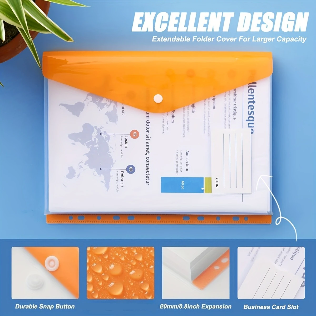 12-Pack A4 Expanding File Folders,Plastic Document Organizer with Snap Closure And Label Holder,Random Color Stationery Supplies view 5