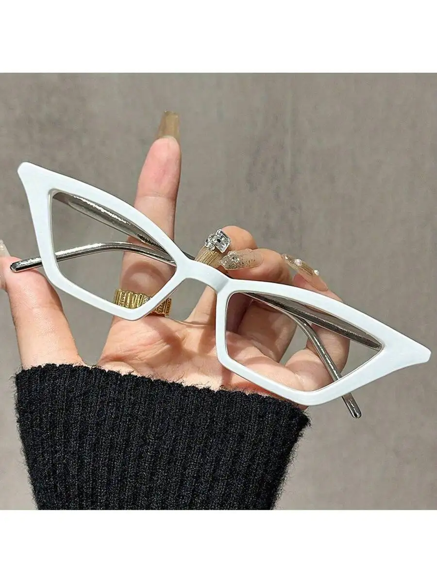 

White Triangle Cat Eye Fashion Reading Glasses Anti Blue Light Computer Glasses
