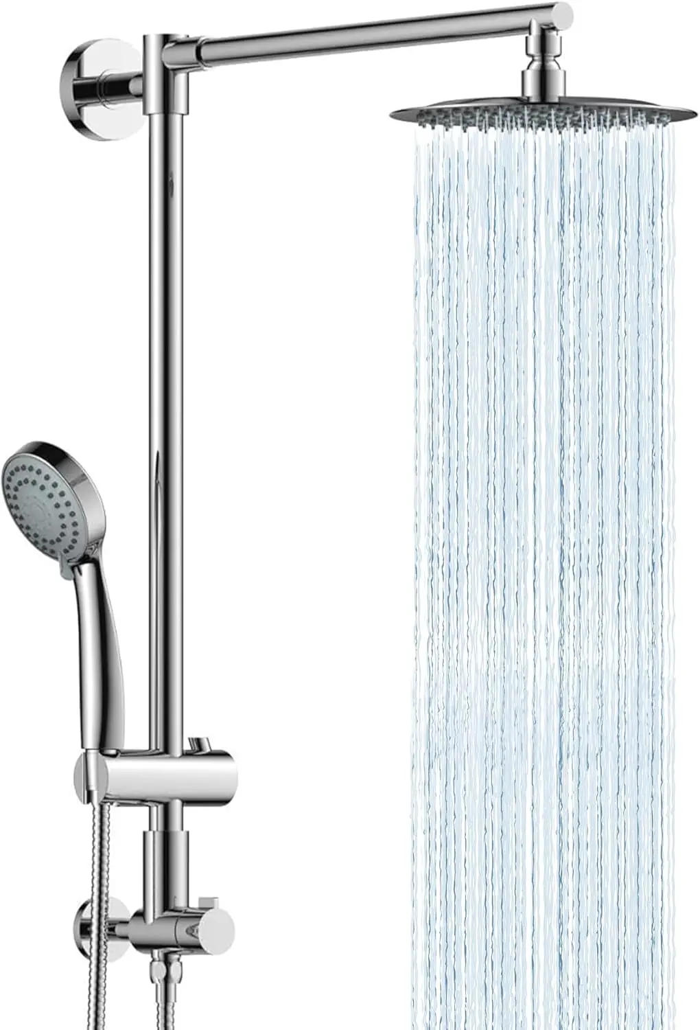 

12 inches LED Rainfall Shower Head for Bathroom, Brass, Matte Black, Complete with Faucets Sets and Rough-in Valve