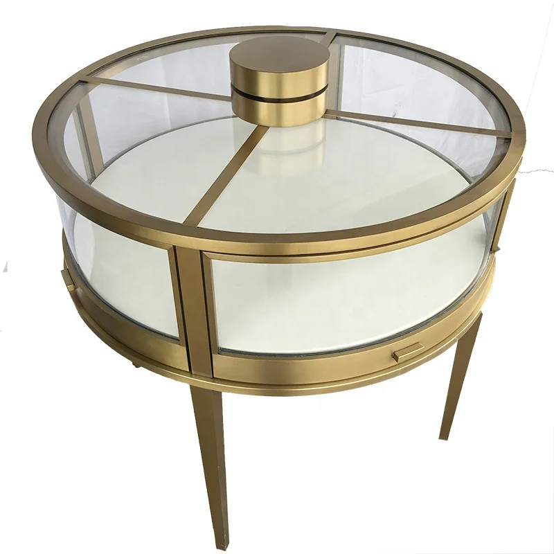 customized.Circular Jewelry Counter Retail Lockable Jewelry Display Stainless Steel Used Jewelry Showcase with Lighting