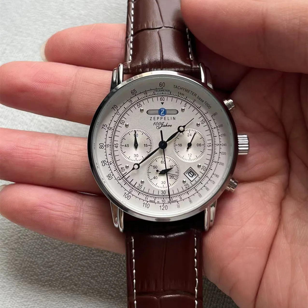 Fashion Classic Three-Eye Second Hand Multifunctional Chronograph Zeppelin Business Luxury Calendar Men's Watch