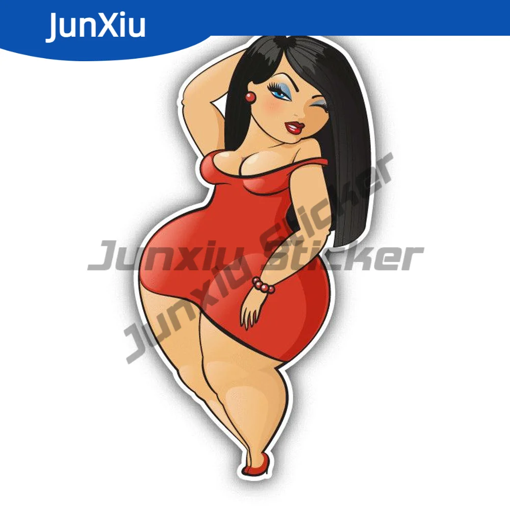 

Chubby Woman Cartoon Scratch-proof Sticker Accessories For Bumper Bodywork Windshield Guitar Suv Motorcycle Phone Window Engine
