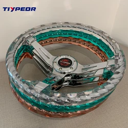 350mm Hitman Twist Crystal Acrylic Steering Wheel Clear Transparent Ring Sport Racing Steering Wheel