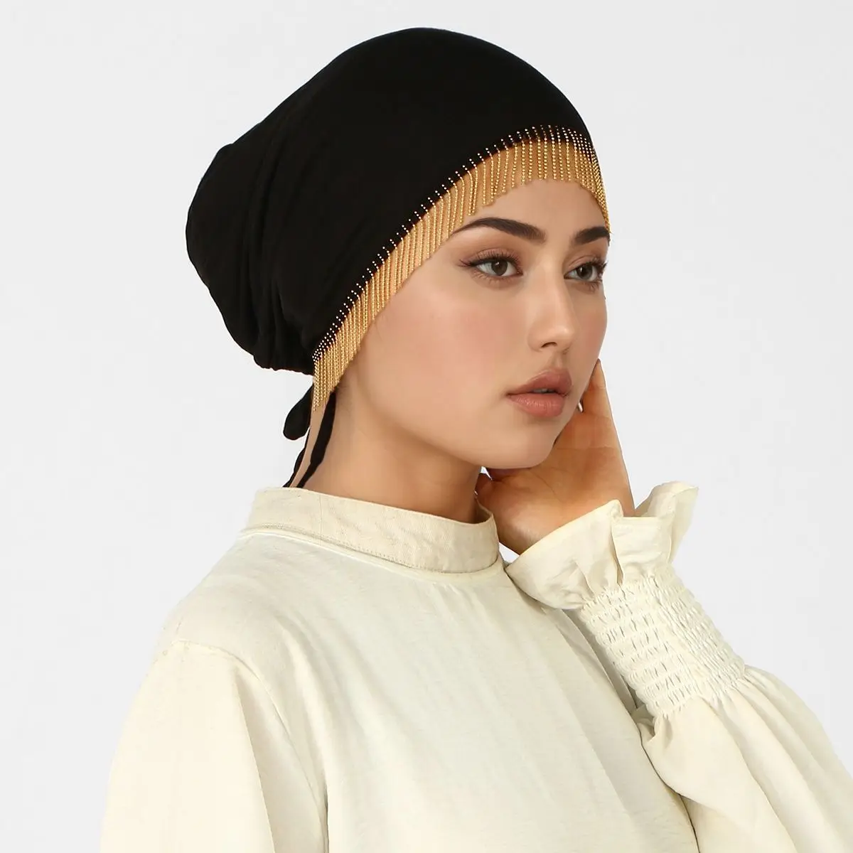 Modal Strap Cotton Inner Hijab Cap Islam Undercap With Tie Bonnet Instant Hijabs For Women Plain Muslim Turban Ramadan Eid