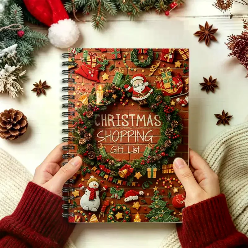 Christmas Gift Card Book Cute Cartoon Xmas Designs Spiral Bound Card Holder Organizer, Portable Holiday Office Creative Gift