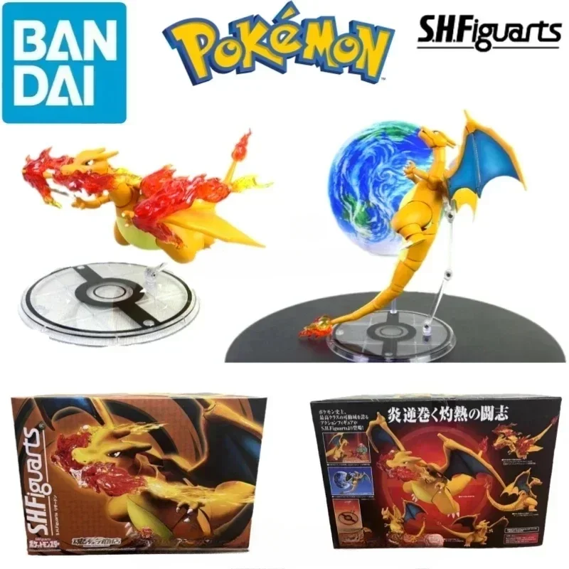 Bandai-Figurines d'action Pokémon, S.H.Figuarts, SHF, Charizard, Anime Figure, Jouets pour enfants, Modèle à collectionner, Ornements, Original