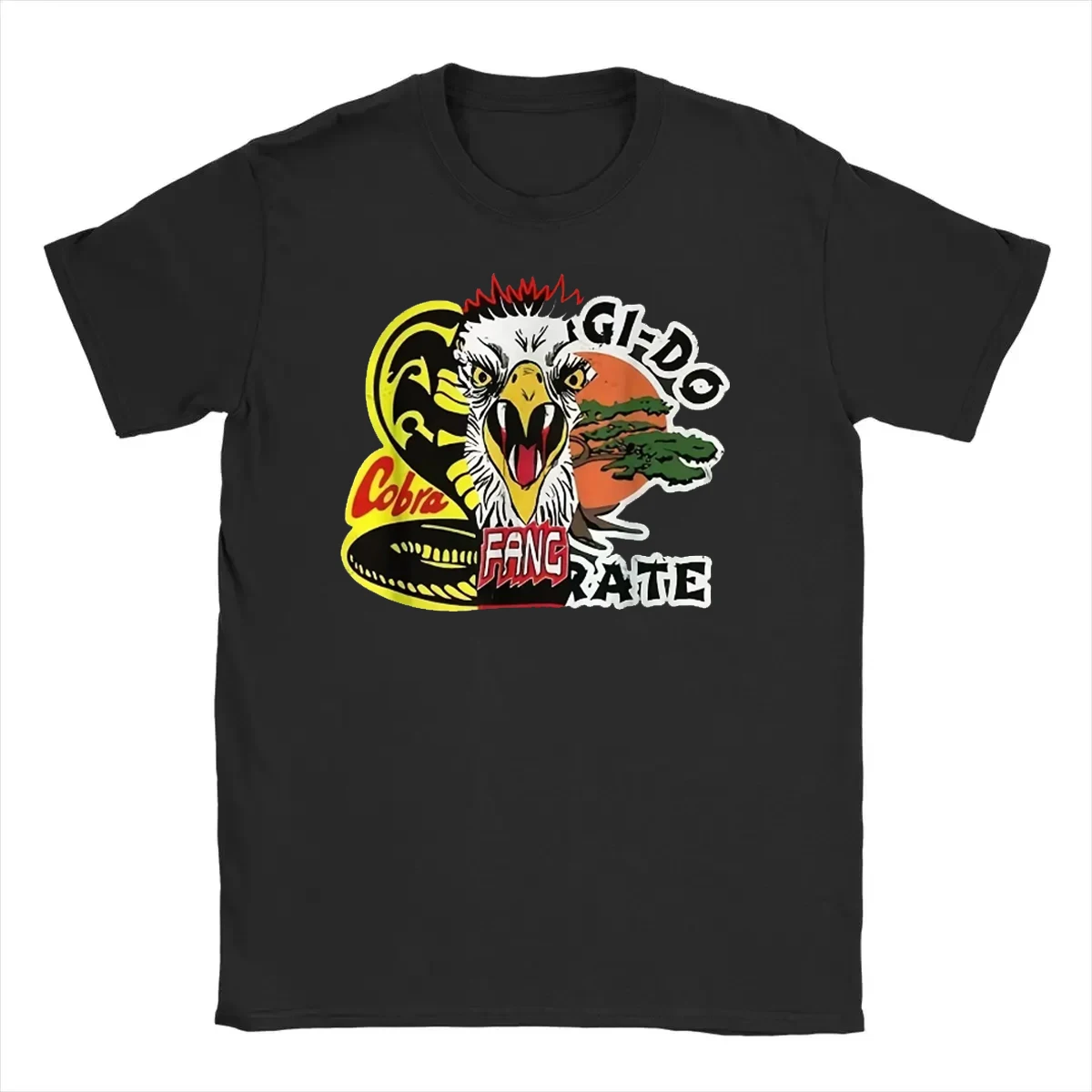 الرجال النساء تي شيرت الدفاع عن النفس كوبرا كاي دوجو الطوطم مع نابضة بالحياة النسر الأفعى المطبوعة التي شيرت كبير الحجم الذكور Crewneck قصيرة الأكمام بلايز