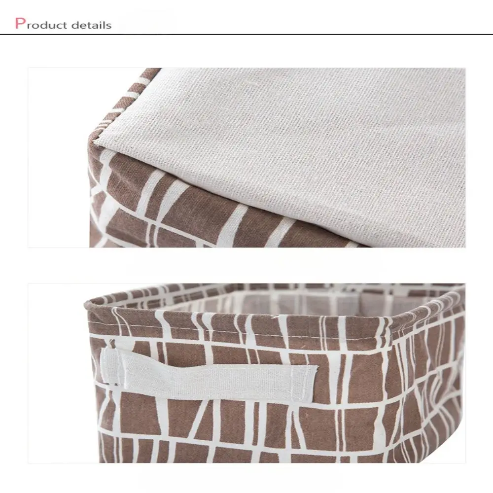 1pc Baumwolle Leinen Stoff Wasserdichte Desktop Kleinigkeiten Korb Lagerung Box Kosmetik Spielzeug Organizer Unterwäsche Socken Kleidung Storagebag – Detail 12