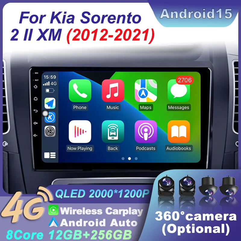 

For Kia Sorento 2 II XM 2012 - 2021 Car Player Android 15 Autoraido GPS 2din DVD Multimedia Stereo Carplay Radio Navigation Auto