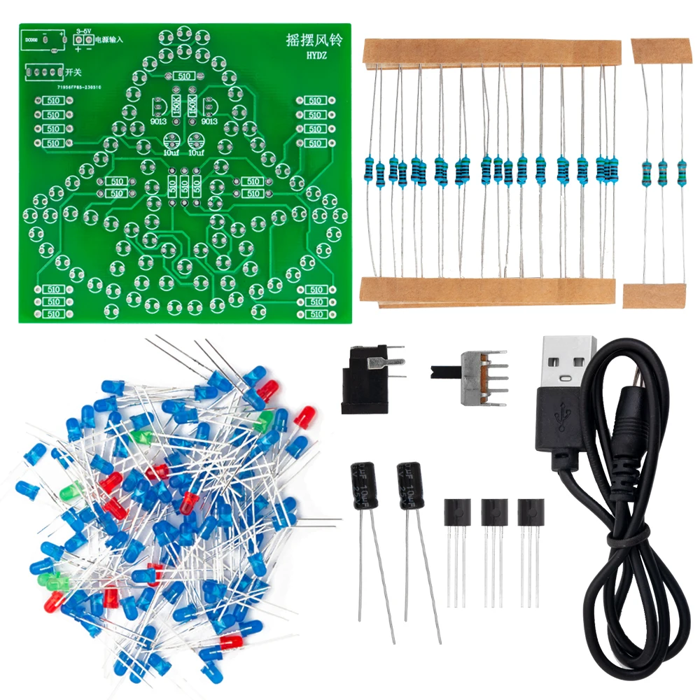 Laboratory Swing Bells DIY Windbell Fun Soldering Electronic Swing Bells Wind Chime 95 LEDs Flashing Light DC 5V Learning Kit