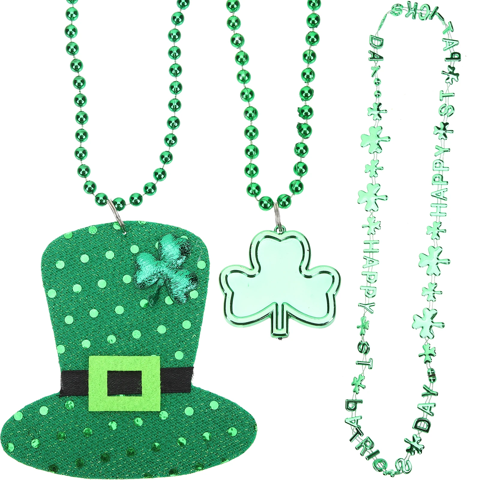 

12 Pcs Party Clover Necklace Choker Patricks Day Favors Sequins Bead Plastic Necklaces