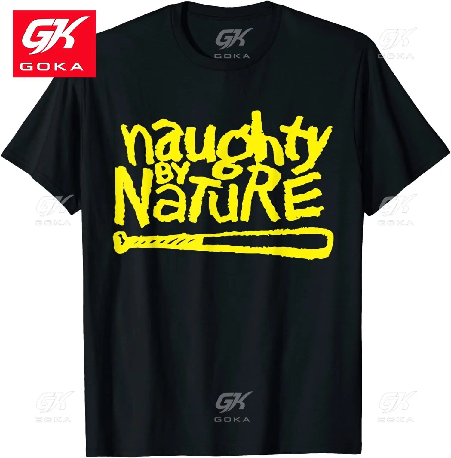 New Limited Naughty By Nature Äì Yellow Logo Black T Shirt Graphic T Shirts Mens Clothing Cotton Tees Short Sleeve Vintage Tops