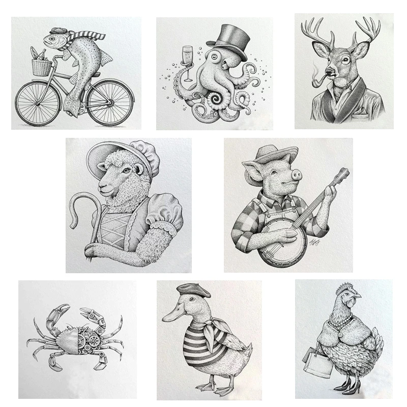 10*10cm New Card Scrapbooking Animals Art Duck Pig Sheep Natural Clear Stamps Account Craft Set Not Rubber Stamps