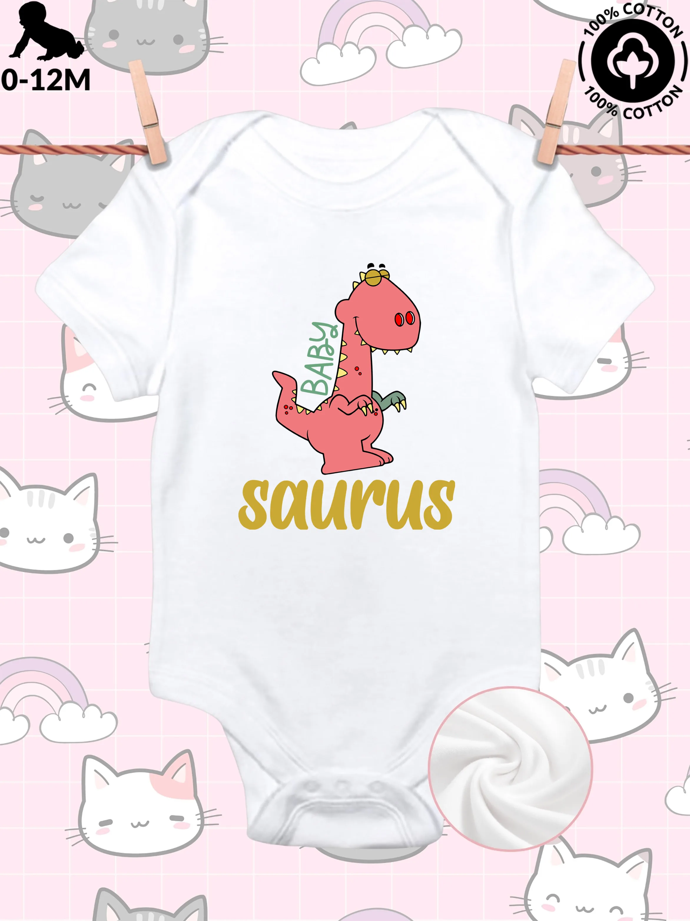 

Детский комбинезон-слип Baby Saurus унисекс, из чистого хлопка, мягкий, всесезонный, белый, 190 г/м²