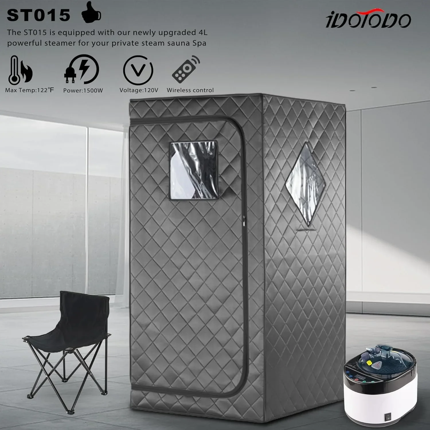 Portable Steam Sauna Home Spa With 1600W 4L Large Steamer Generator For Body Detox Therapy