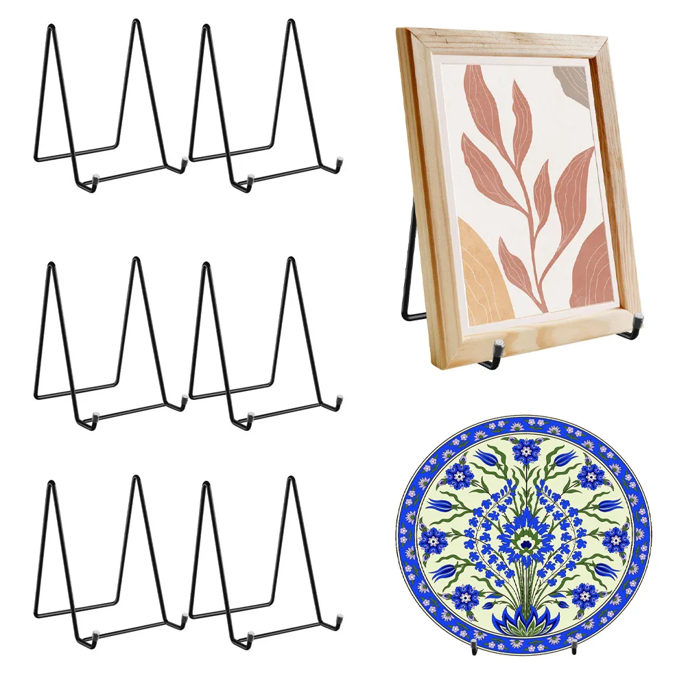 

8Pcs Metal Art Magazine Display Stand Dish Rack Plate Bowl Picture Frame Photo Book Pedestal Storage Holder for Kitchen Office
