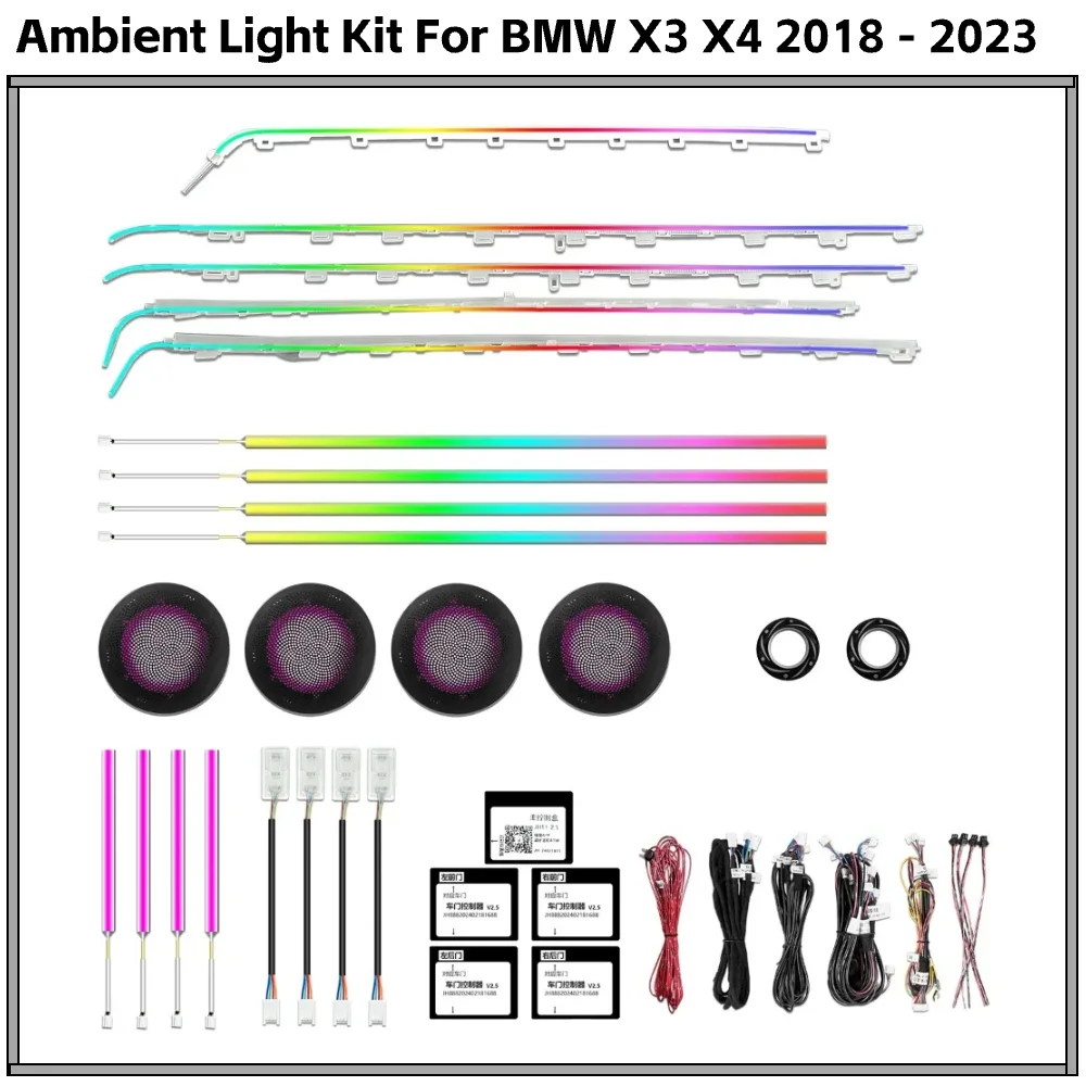 

G01 G02 Ambient Lighting Upgrade Kit for BMW X3 X4 2018 - 2023 Interior LED Light Trim Accessories Atmosphere Lamp