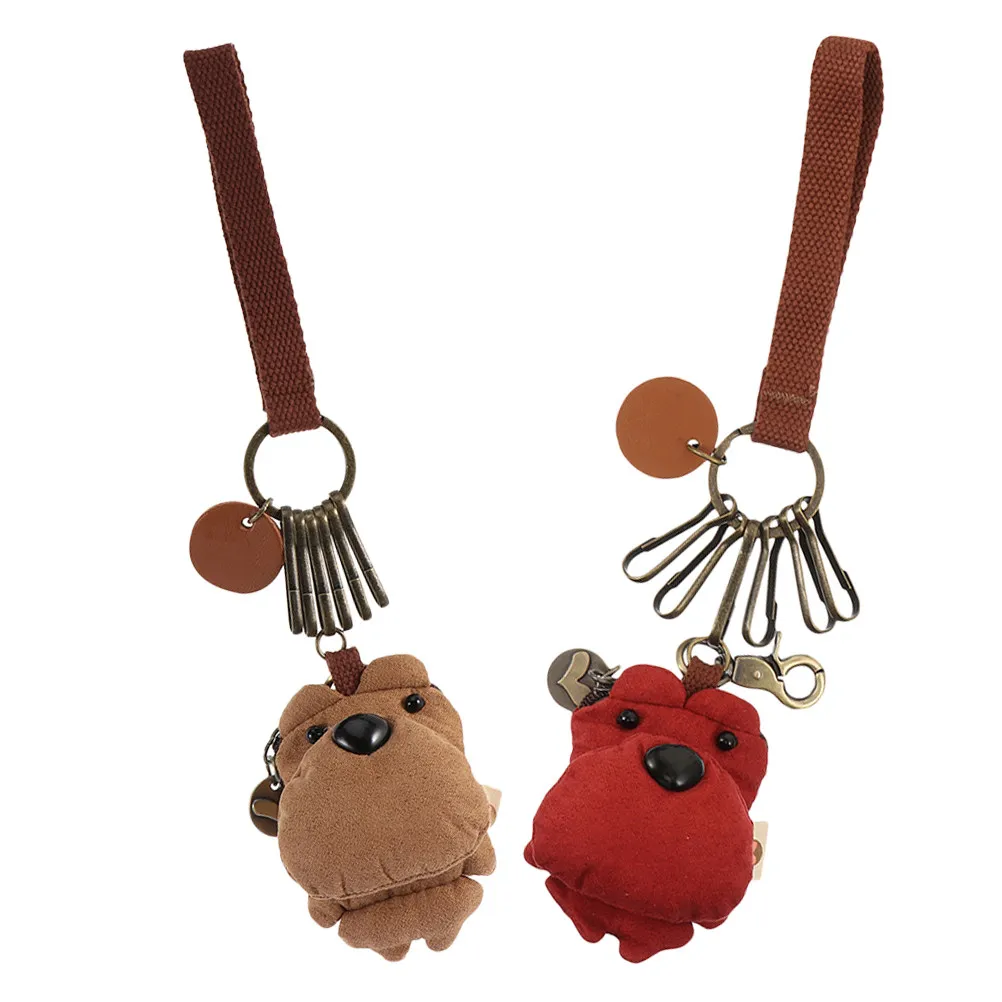 

2Pcs Bear Keychain Cute Korean Style 3 Color Patch Car Keys Holder Backpack Mini Bag Charm Keyring Accessories for Boys Girls