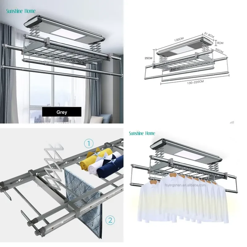 Welcomed CE 18w OEM Smart Clothes Dryer Retractable Automatic Clothes Line Electric Drying Rack Hanger Aluminum 0-1. 1.