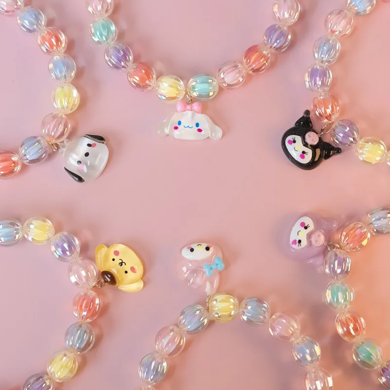 Cartoon Animal Pet Cat Necklace Transparent Resin Beaded Chain Collars for Small Medium Dogs Adjustable Cute Pet Accessories