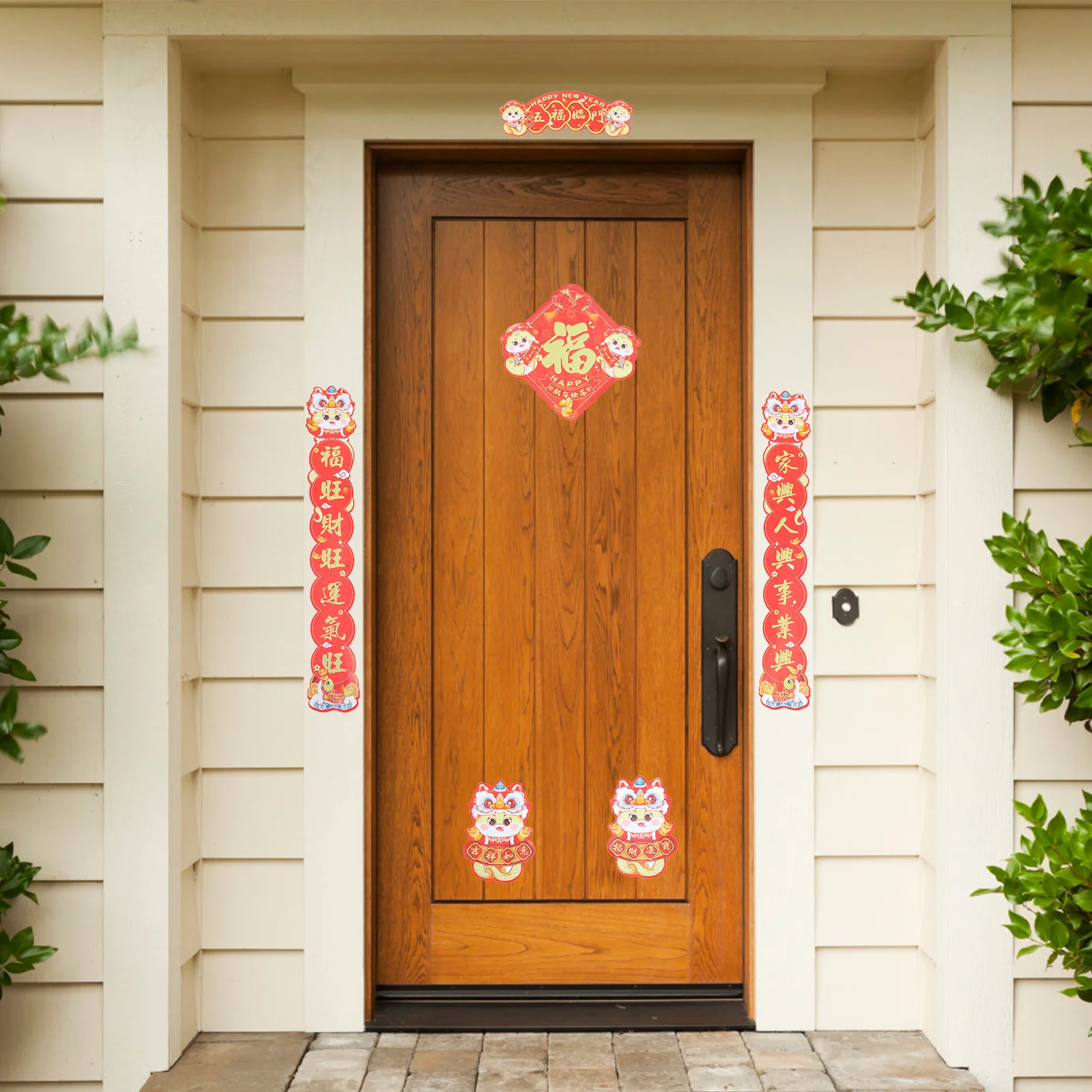 

Chinese New Year Door Stickers 2025 Year of The Snake Spring Festival Couplets Home Decor Fu Character Sticker Decoration