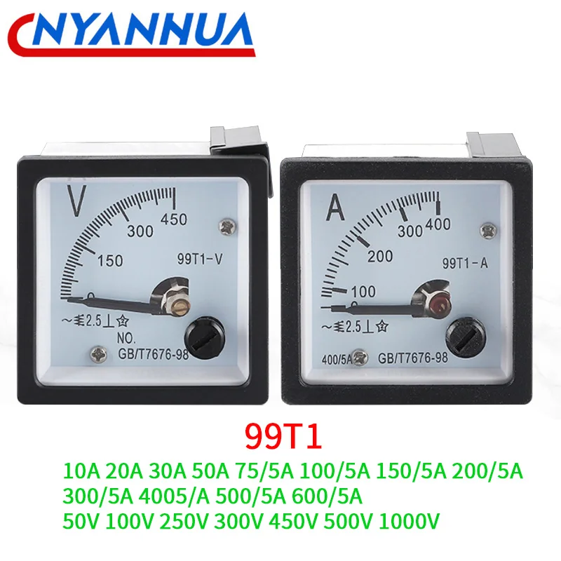 AC99T1 Analog Voltmeter Analog Panel Volt Meter Voltage Tester Voltimetro Ammeter50A 100A 200A 50V 100V 200V 450V