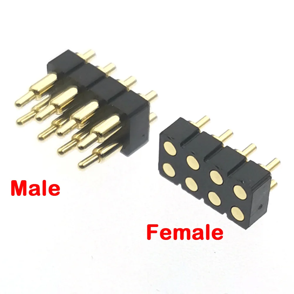 1pcs Spring Loaded Pogo pin Connector Socket 8P Pogopin Male Female 8 pin Dual Row DIP Pitch: 2.54mm