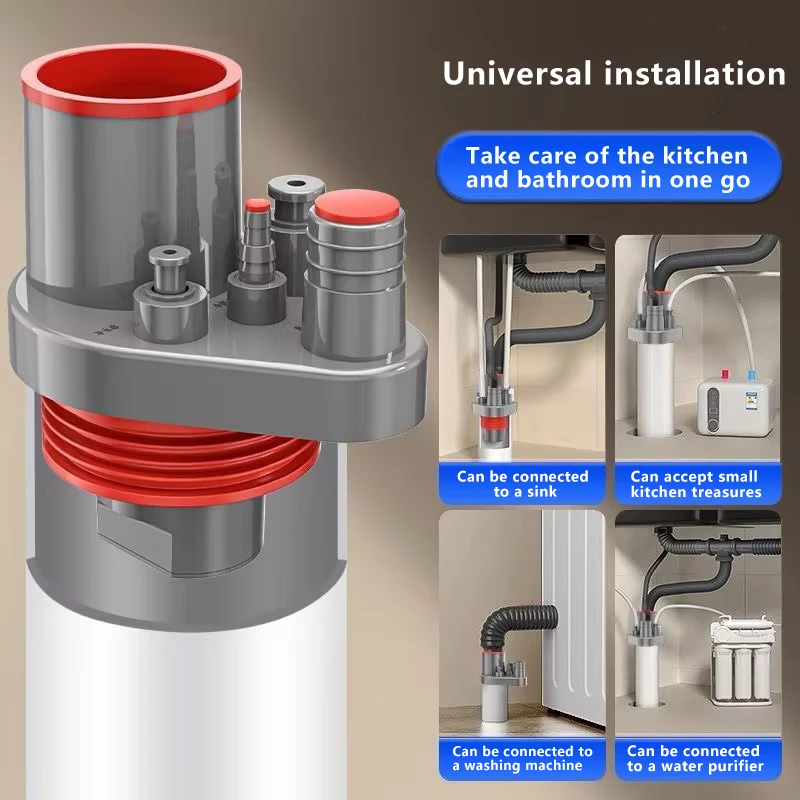 Kitchen Pipe Drainpipe Connector Kitchen Purifier Dishwasher Drainpipe Connector 5-in-1 Sink Sewer Odor-Proof Insec Joint