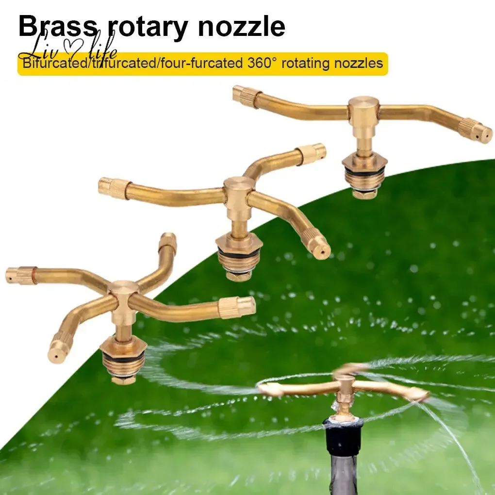 4 Arm 360°Automatic Rotary Whirling Sprinkler Garden Lawn Irrigation Watering Nozzle Spray Rotating Brass Sprayer