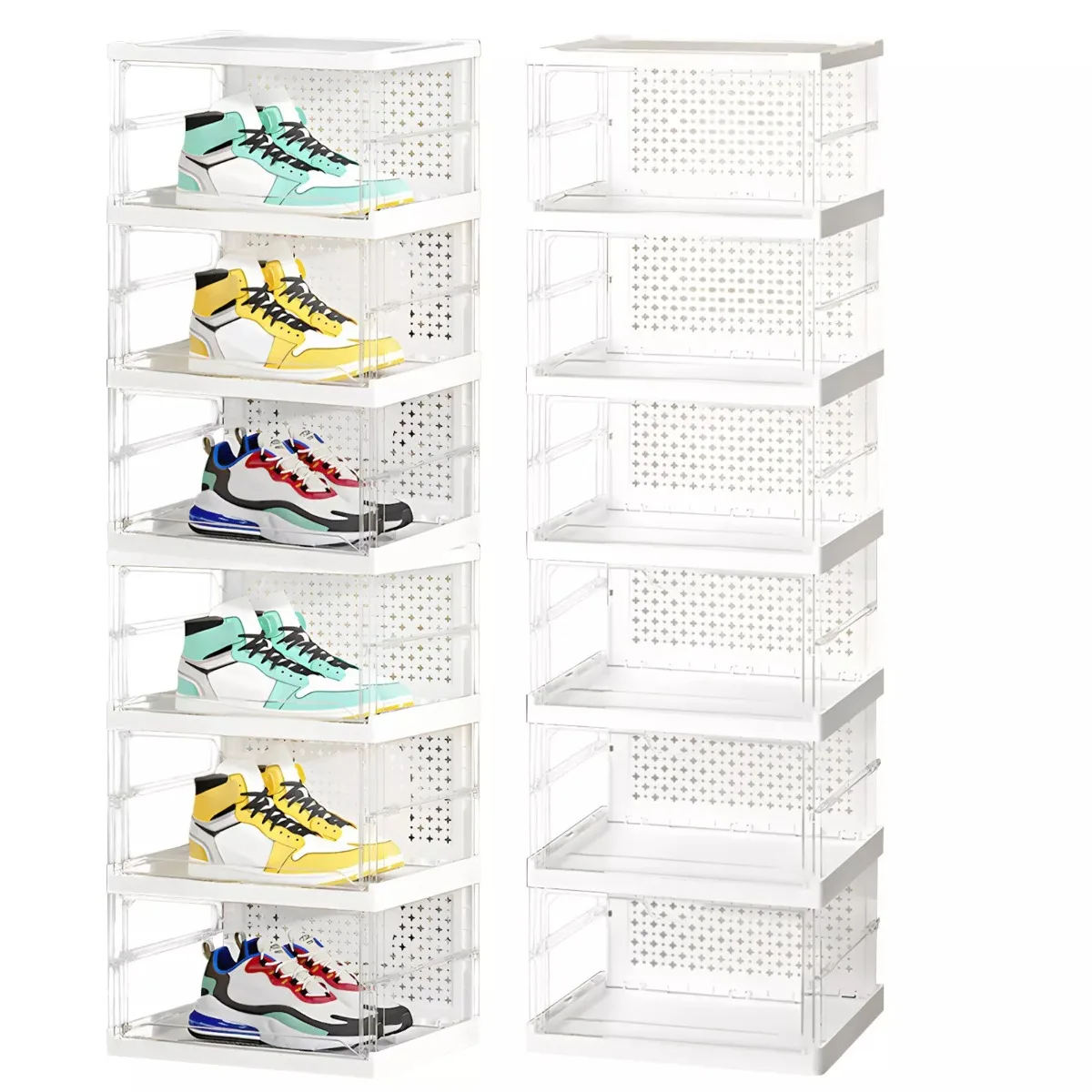 Shoe box Collapsible non-assembly 6-layer stackable magnetic door shoe cabinet