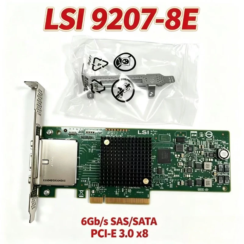 LSI SAS 9207-8e 8-Port PCIe IT Mode 9207-8e SAS 6Gb/s External HBA RAID Card  100% Tested OK