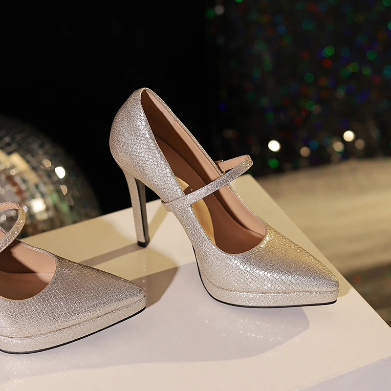 أحذية امرأة ماري جينس 2025 منصة مضخات الترا عالية الكعب الخنجر فستان مضخات مثير المرأة حذاء الحفلات حزام واحد أحذية الزفاف #4