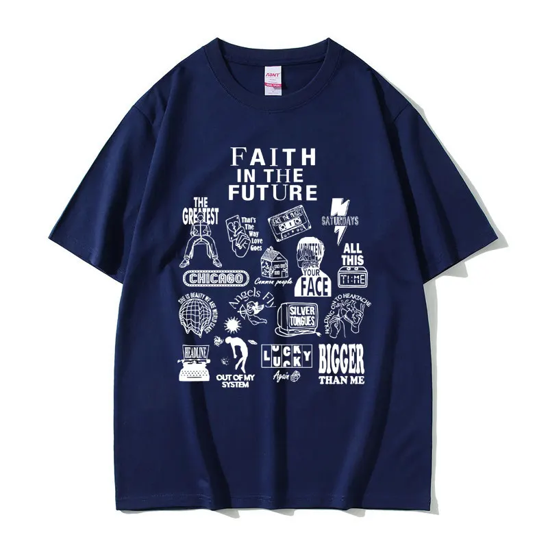 Limited Edition Faith in The Future Concert Print Tshirt Male Black Tshirt Men's Oversized T Shirts Men Hip Hop Fashion T-shirts