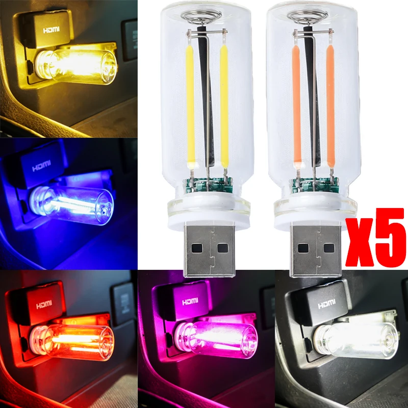 

USB Touch Control LED Car Night Lights Vintage Style Auto Interior Dashboard Work Light 5V Incandescent Lamp Cars Accessories