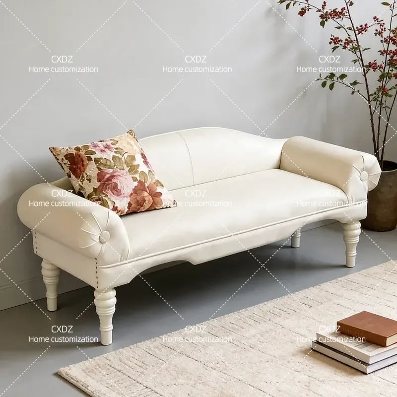 Simple Bedroom Bedside Stool with Backrest Soft Upholstered Shoe Changing Bench Entryway Dressing Seat Modern Sofa Stool for