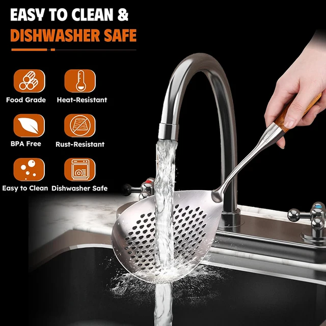 1Pc Heavy-Duty Stainless Steel Ladle Skimmer - High-Temp Resistant Fine Mesh Ergonomic Handle for Frying Hot Pot Kitchen Utensil 4